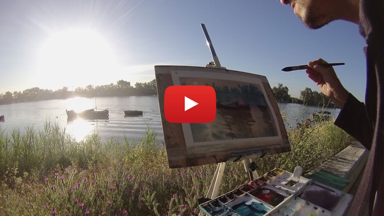Como pintar con acuarela un paisaje a contraluz