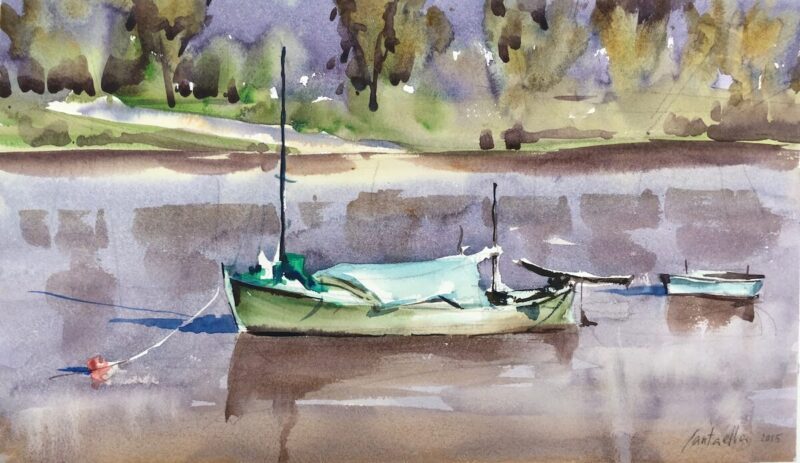 Barcas verdes en Coria del Rio