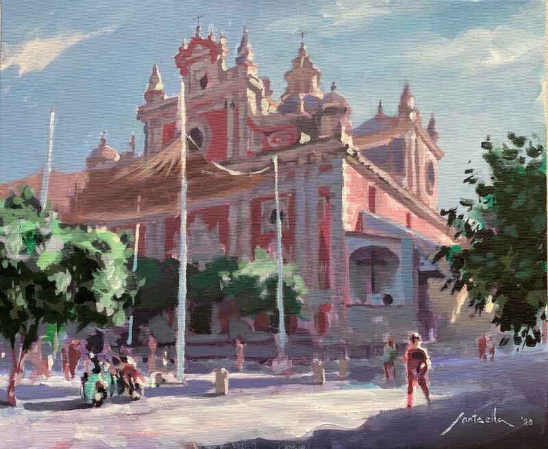 cuadro oleo plaza del salvador sevilla