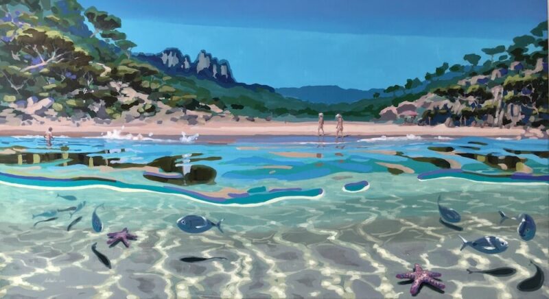 Playa El cañuelo, Cádiz. Paisaje al Acrílico, 160 x 80cm. 2019, Juan Manuel Santaella.