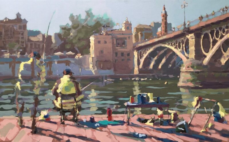 Pescador “en dos tiempos” junto al puente de Triana 1