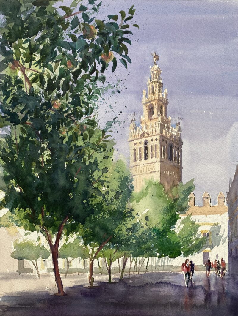 acuarela Patio de banderas sevilla-santaella