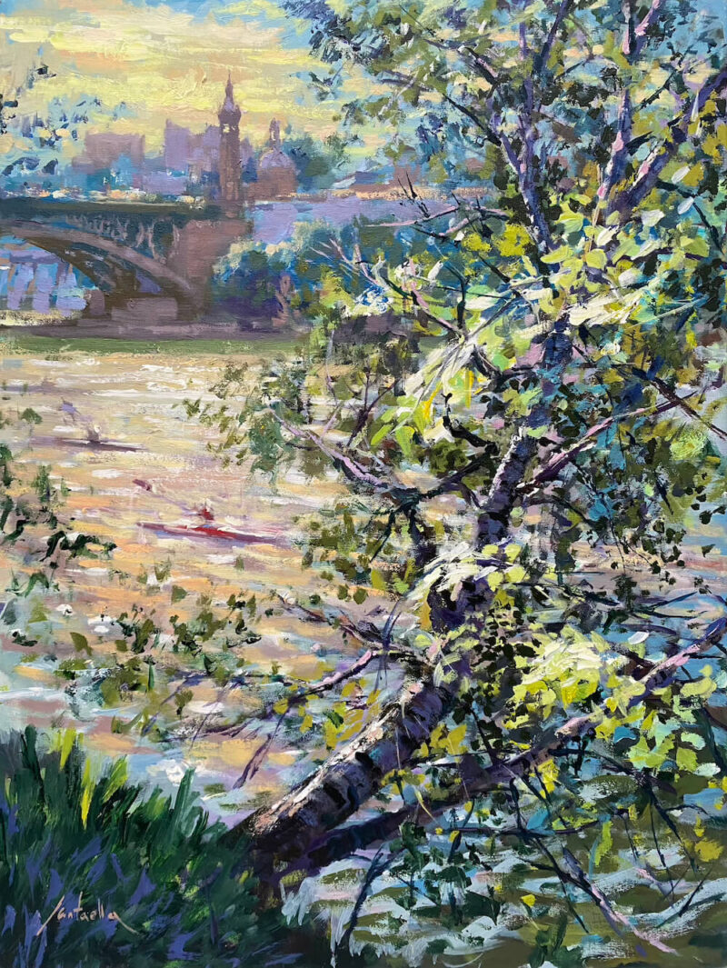 Cuadro Sevilla El Álamo junto al puente de Triana