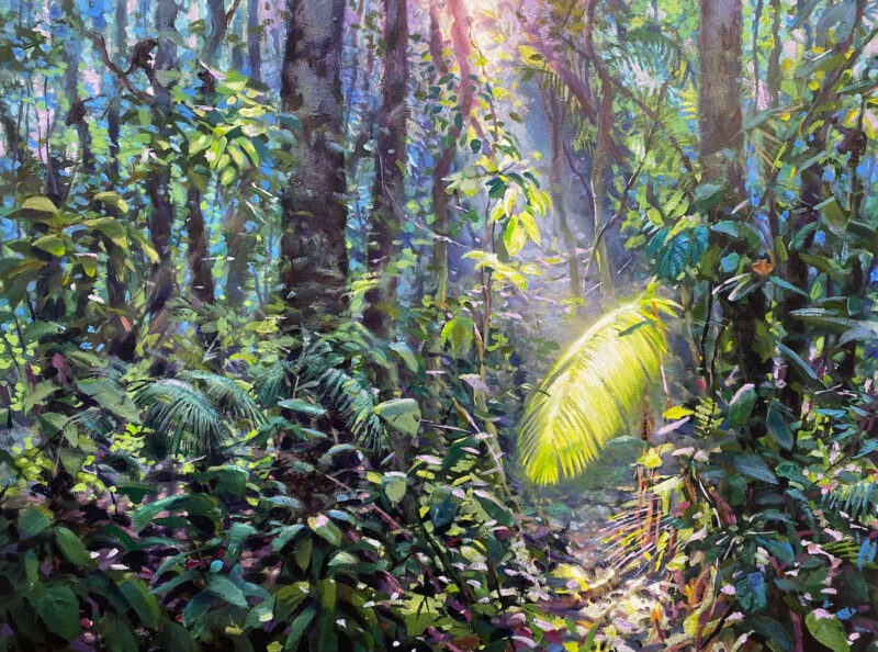 El foco, la palma iluminada, los animales salvajes, (alguien escondido...)