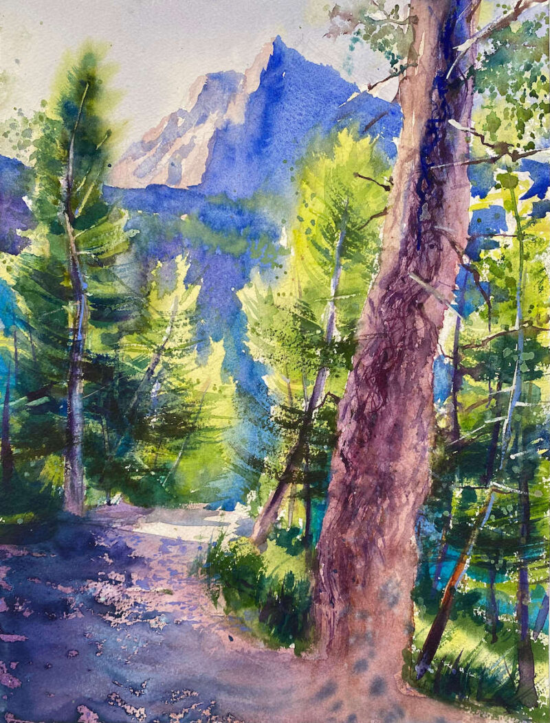 Acuarela Santaella Bosque Alpes